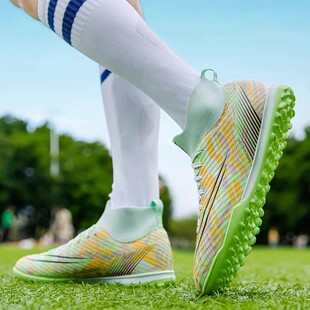 C罗刺客足球鞋男款碎钉ag长短钉tf女儿童学生高帮足球比赛训练鞋