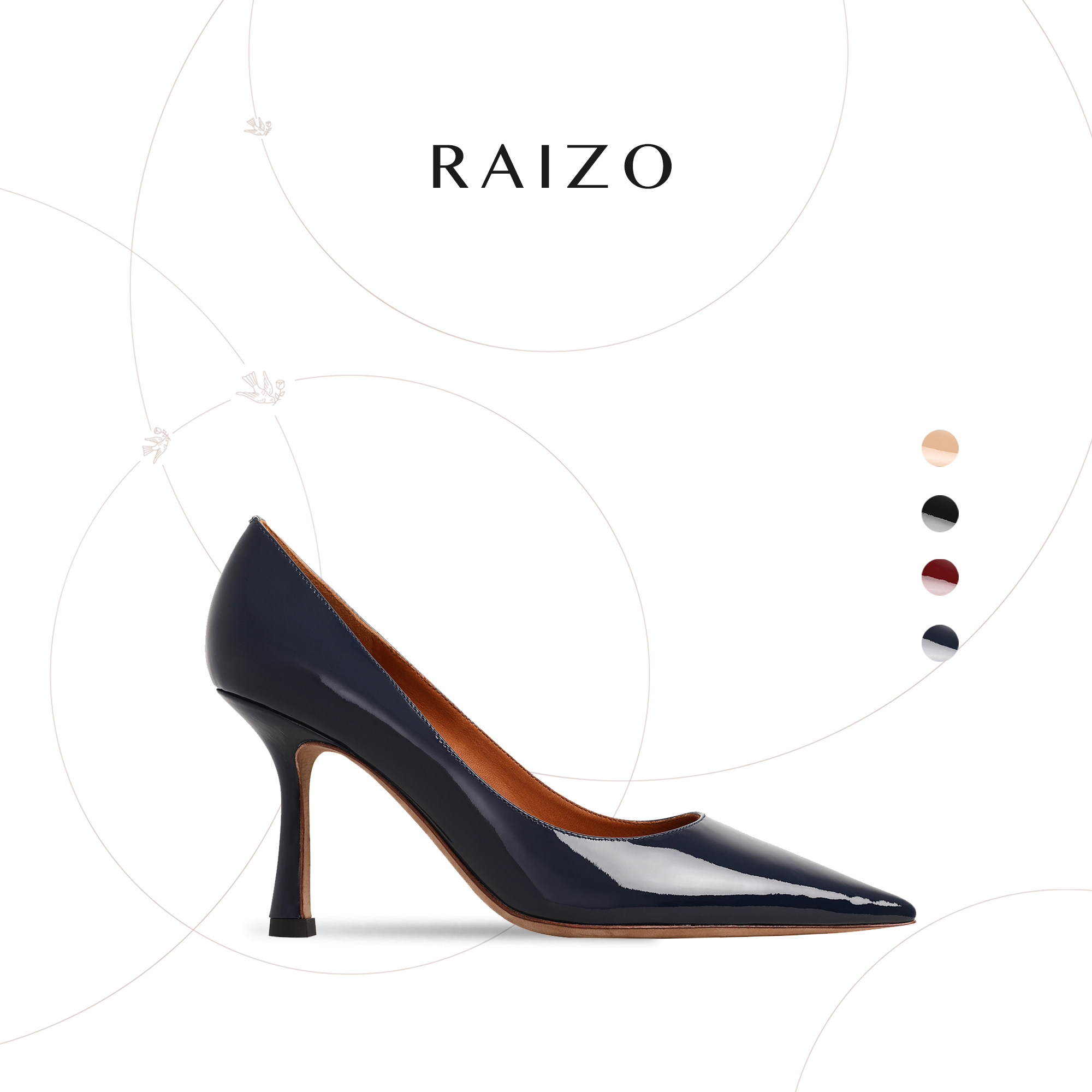 RAIZO高跟鞋漆皮单鞋舒适百搭