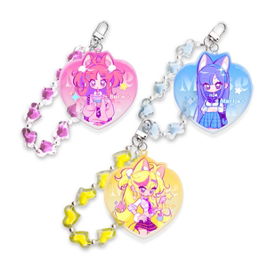 MuseDash Kitty心形珠链挂件 猫耳JK滴胶亚克力手机链喵斯快跑周