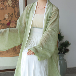 早春四色天丝提花宋制长褙子一片式 白色百迭传统春夏汉服 岁余