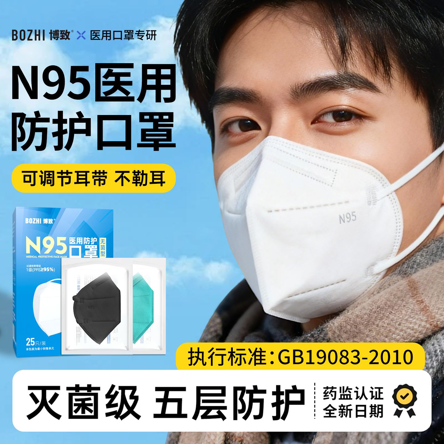 n95级医用防护口罩灭菌型5层防护