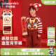 子冬装 儿童红色新年裤 男童拜年服 冬款 咔咔熊猫宝宝毛绒加厚背带裤