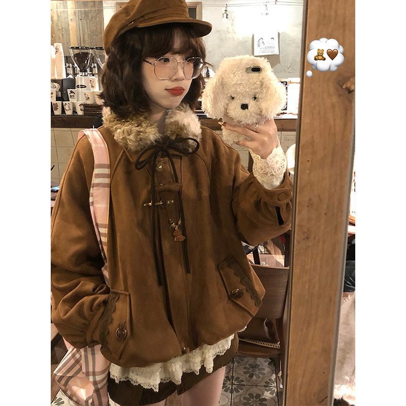 花夹棉苞秋冬设计感宽松外套女