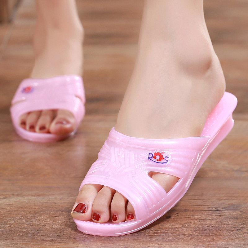 家用水晶拖鞋女平底防滑防水厨房