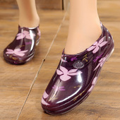 平底防滑水鞋 女鞋 软底塑胶单鞋 防水休闲塑料鞋 厨房工作鞋 短筒雨鞋