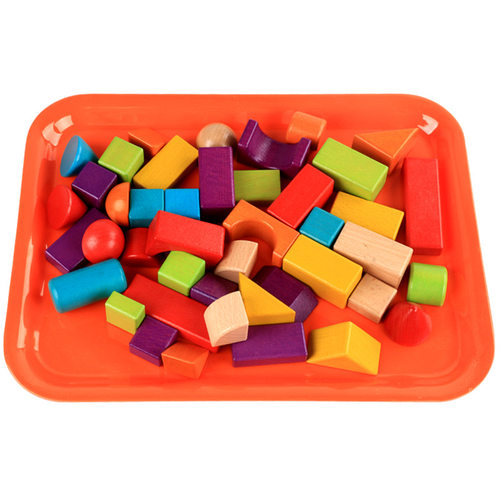 蒙特梭利彩色儿童亲子幼儿园大中小号长方形日常生活塑料托盘教具