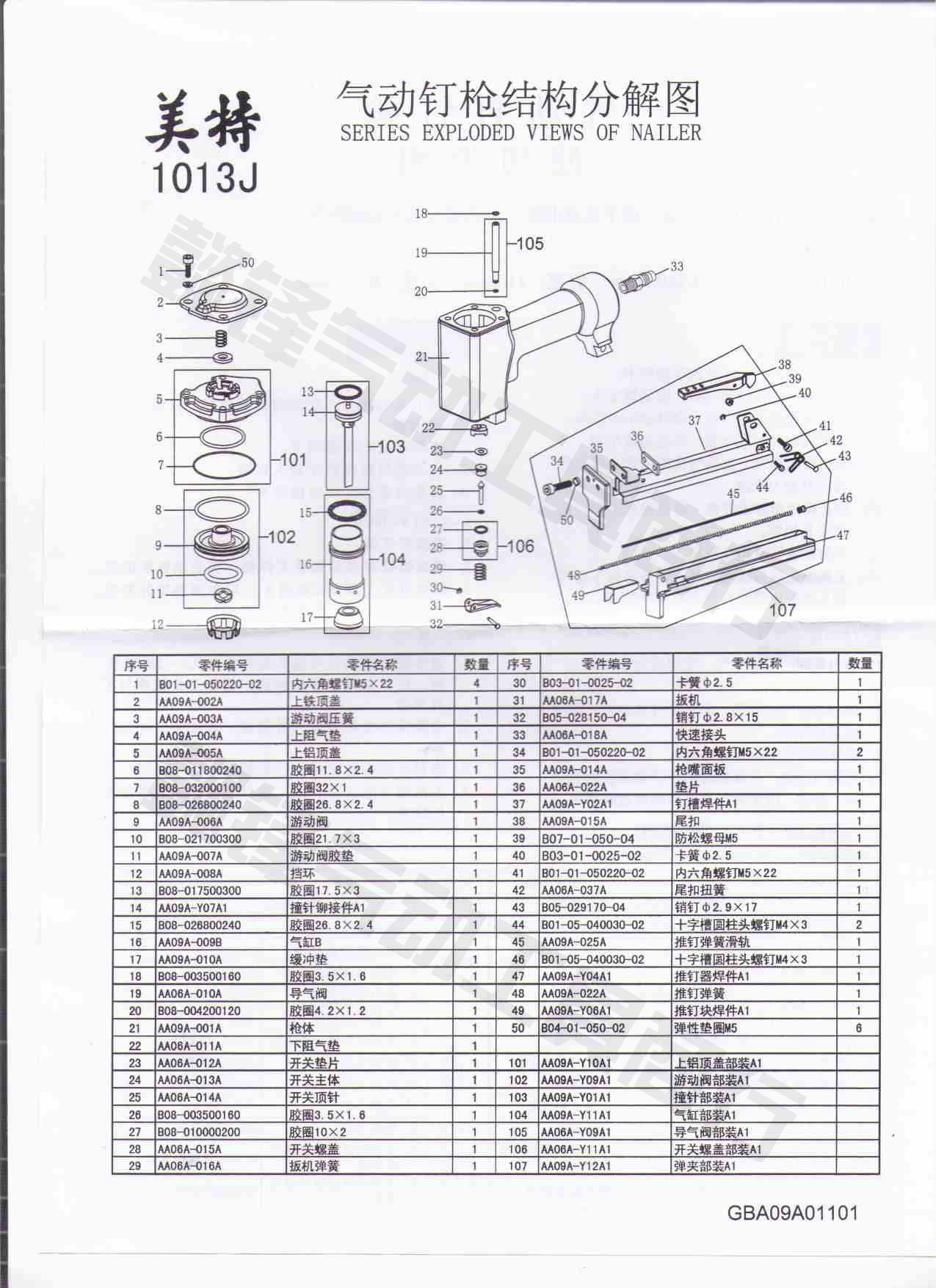 。美特1013J 1010F P515码钉枪胶圈套装 0型圈缓冲垫下阻气垫修理