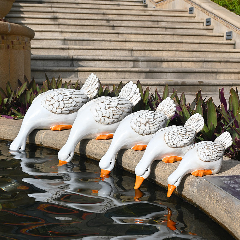 花园庭院户外假山鱼池装饰布置造景园林景观仿真动物喝水鸭子摆件,家居饰品,装饰摆件,淘宝优惠券,粉丝福利购,淘宝优惠卷