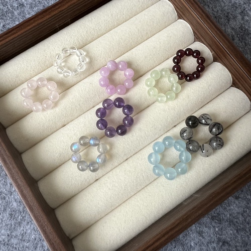 天然高品水晶跑环合集 海蓝宝雪花幽灵白水晶串珠DIY配件手串配饰