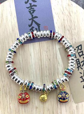 乾龙吞金兽银盘缠描金女款手镯男女款手串个性时尚手链