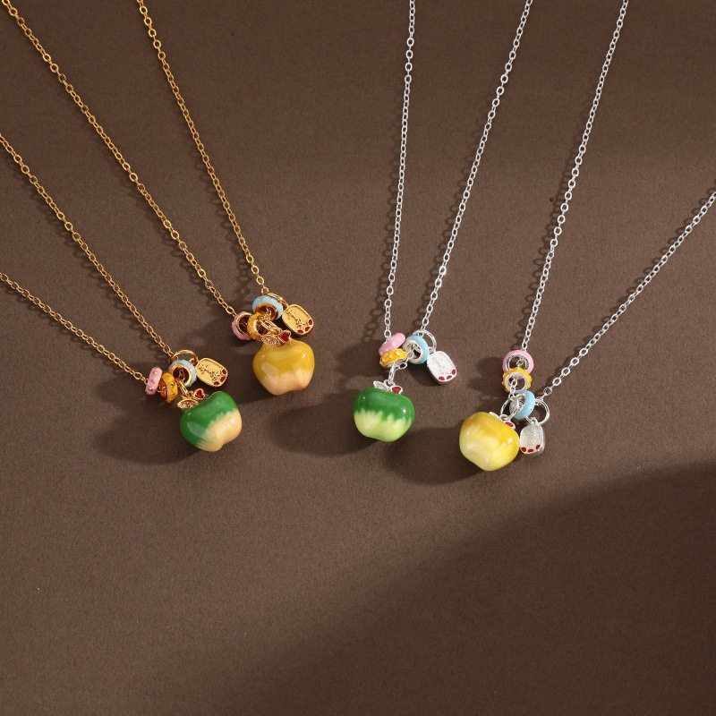新款幻彩苹果项链平安纳福国潮时尚珐琅新中式百搭甜美饰品送礼物,饰品/流行首饰/时尚饰品新,项链,淘宝优惠券,粉丝福利购,淘宝优惠卷
