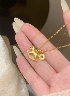 新款马上有钱碎冰冰项链金色银色小众百搭高级感本命年首饰送礼物