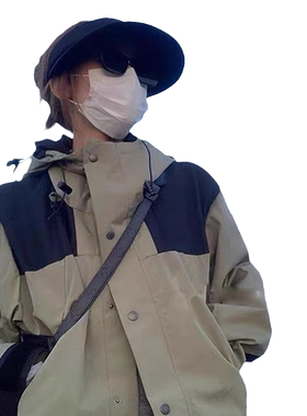 军绿色vintage冲锋衣外套女大码