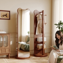 小熊旋转全身镜落地镜家用卧室穿衣镜可移动试衣镜挂衣架一体镜子