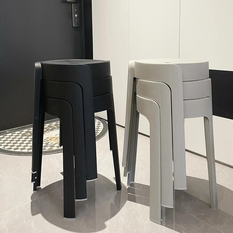 加厚塑料凳子家用结实耐用可叠放客人备用餐桌椅子高熟胶圆风车凳