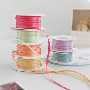 3mm双面涤纶织带编发丝带发饰蝴蝶结DIY礼品装饰加密细彩带绸带