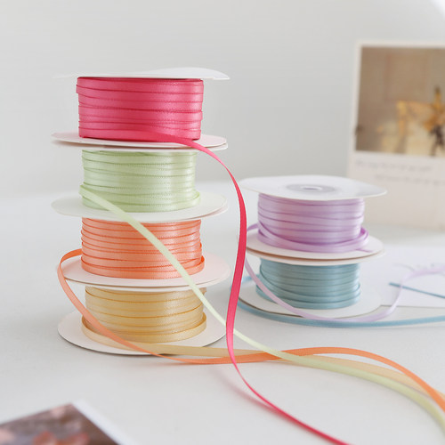 3mm双面涤纶织带编发丝带发饰蝴蝶结DIY礼品装饰加密细彩带绸带