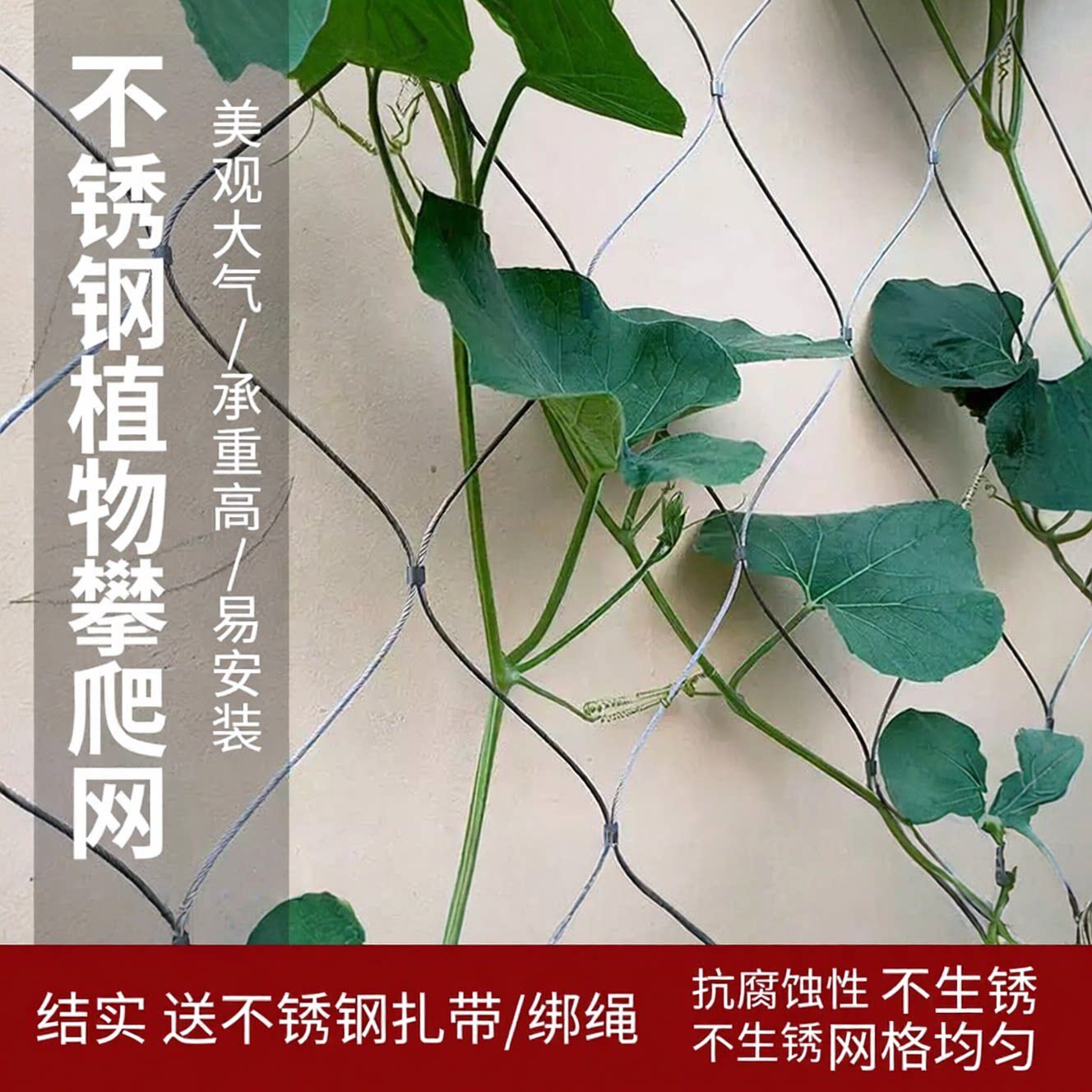 不锈钢爬藤网加粗园艺藤蔓攀爬网葡萄架月季蔷薇户外防护网格架