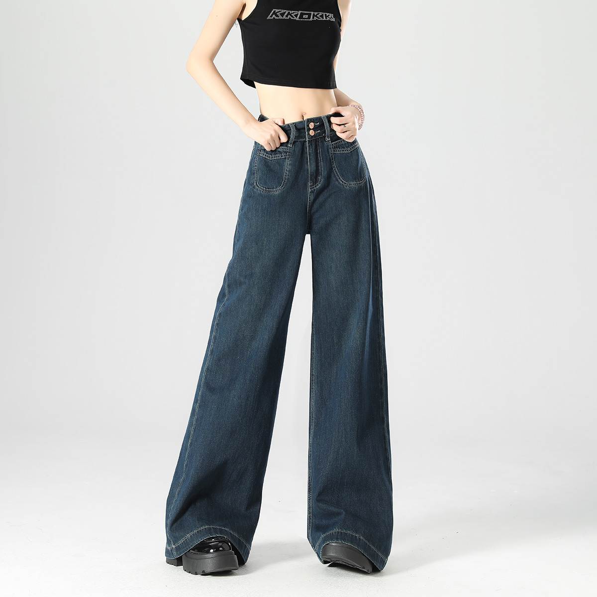 牛仔裤女2025新款宽松阔腿直筒裤