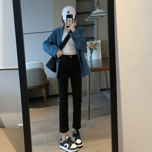 直筒牛仔裤女显瘦高腰春夏季2023年新款秋款女装白色小个子烟管裤