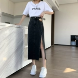 Летняя длинная джинсовая юбка, высокая талия, средней длины, с акцентом на бедрах, А-силуэт