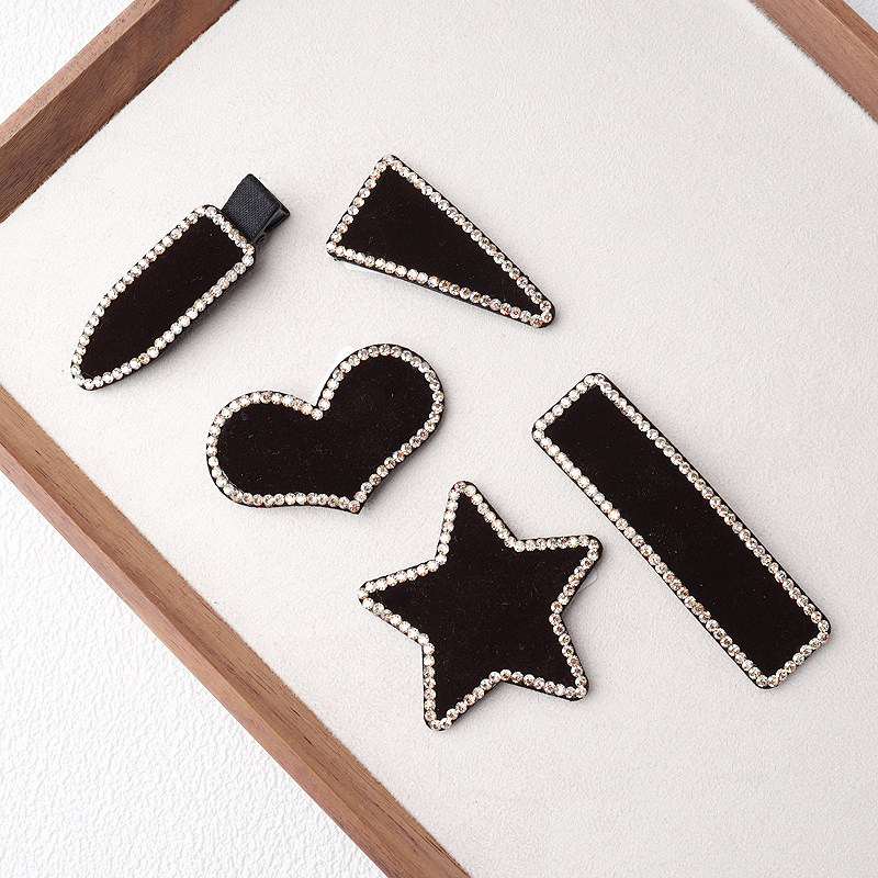 无奢黑咖棕高级感布艺皮质边夹xuaz专柜发夹星星小兔可爱女生