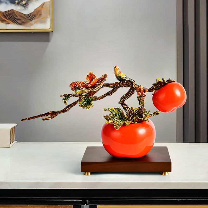 柿柿如意摆件客厅玄关电视柜家居装饰品新家乔迁之喜新居礼物