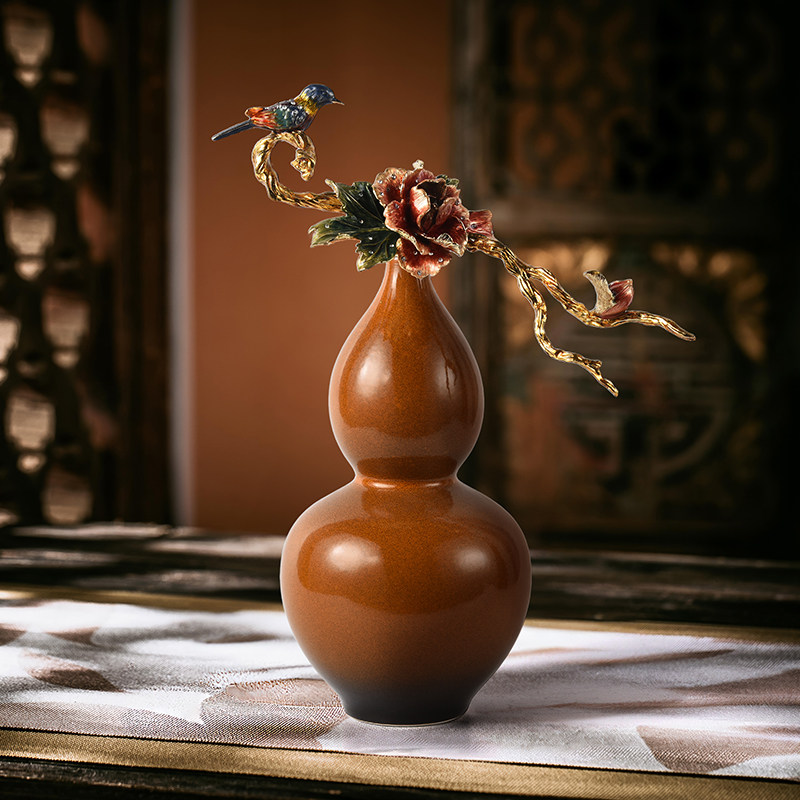 珐琅彩葫芦摆件客厅玄关电视柜装饰品轻奢高档家居乔迁新居礼品