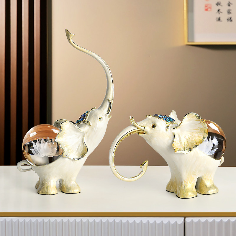 轻奢吉祥如意大象摆件客厅玄关酒柜办公室桌面创意装饰乔迁礼物