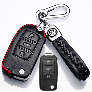 专用2011-18款老大众polo钥匙包扣女士折叠菠萝车遥控钥匙套真皮