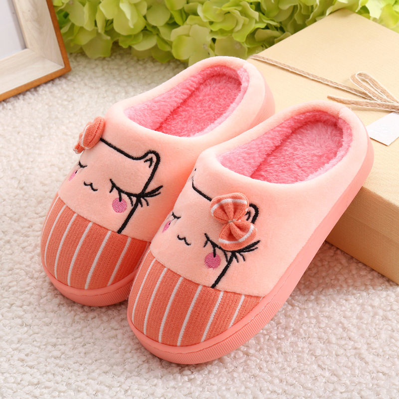 冬季儿童棉拖鞋男女童加绒卡通厚底防滑居家中大童宝宝小孩棉拖鞋