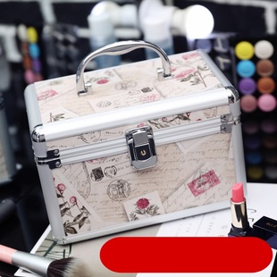 铝合金化妆箱手提双层大容量小号便携收纳箱盒专业带锁硬的化妆包