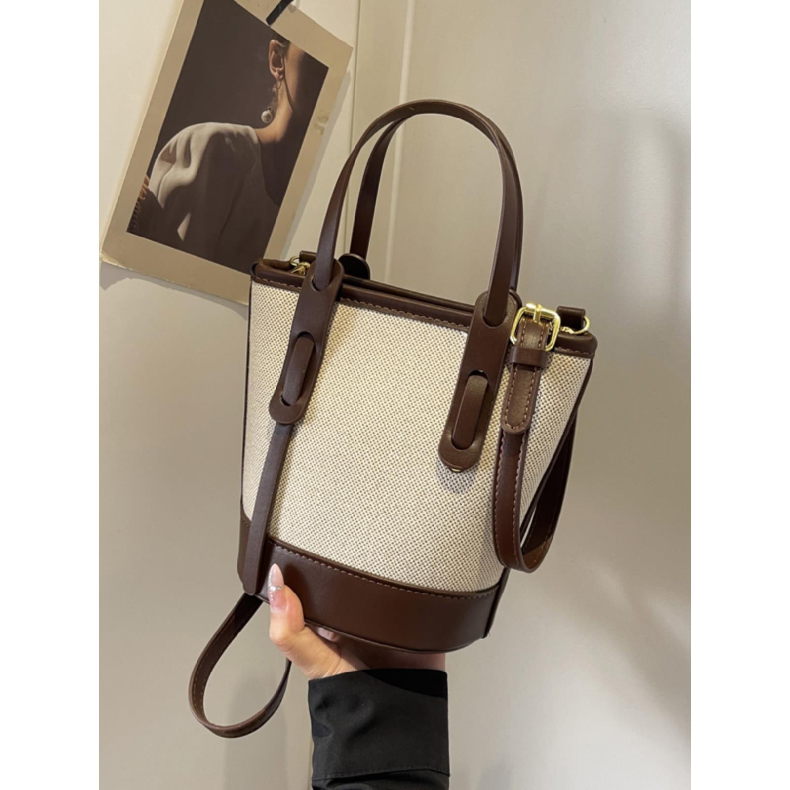 包包女款轻奢小众高级感撞色手拎百搭洋气斜挎水桶包时尚单肩包