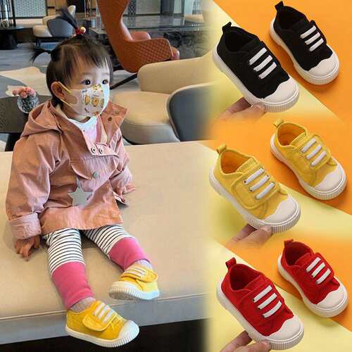 儿童帆布鞋女童2026新款秋软底防滑板鞋一脚蹬幼儿园男童休闲室内