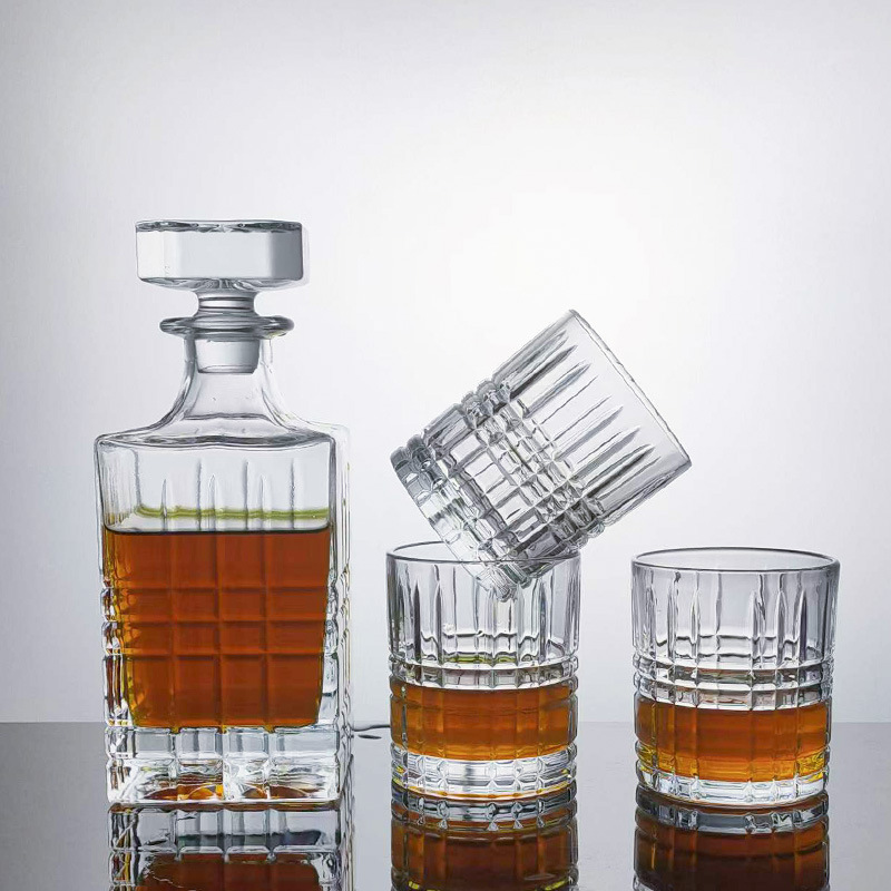 直销 欧式洋酒威士忌XO醒酒器酒杯套装 水晶玻璃钻石方空酒瓶