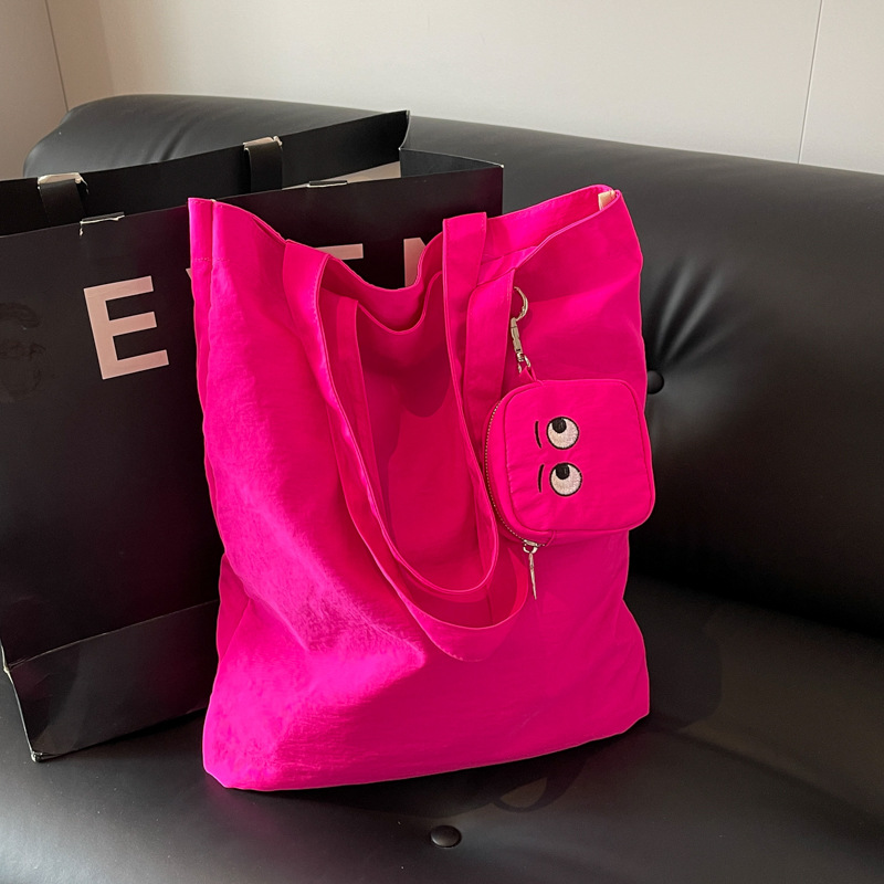 大容量购物袋可爱刺绣大眼睛便携式可折叠收纳袋包轻便多用手拎包