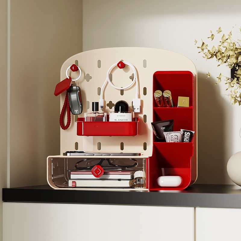 入门玄关钥匙置物架收纳盒摆件桌面整理洞洞板进门鞋柜放首饰挂架