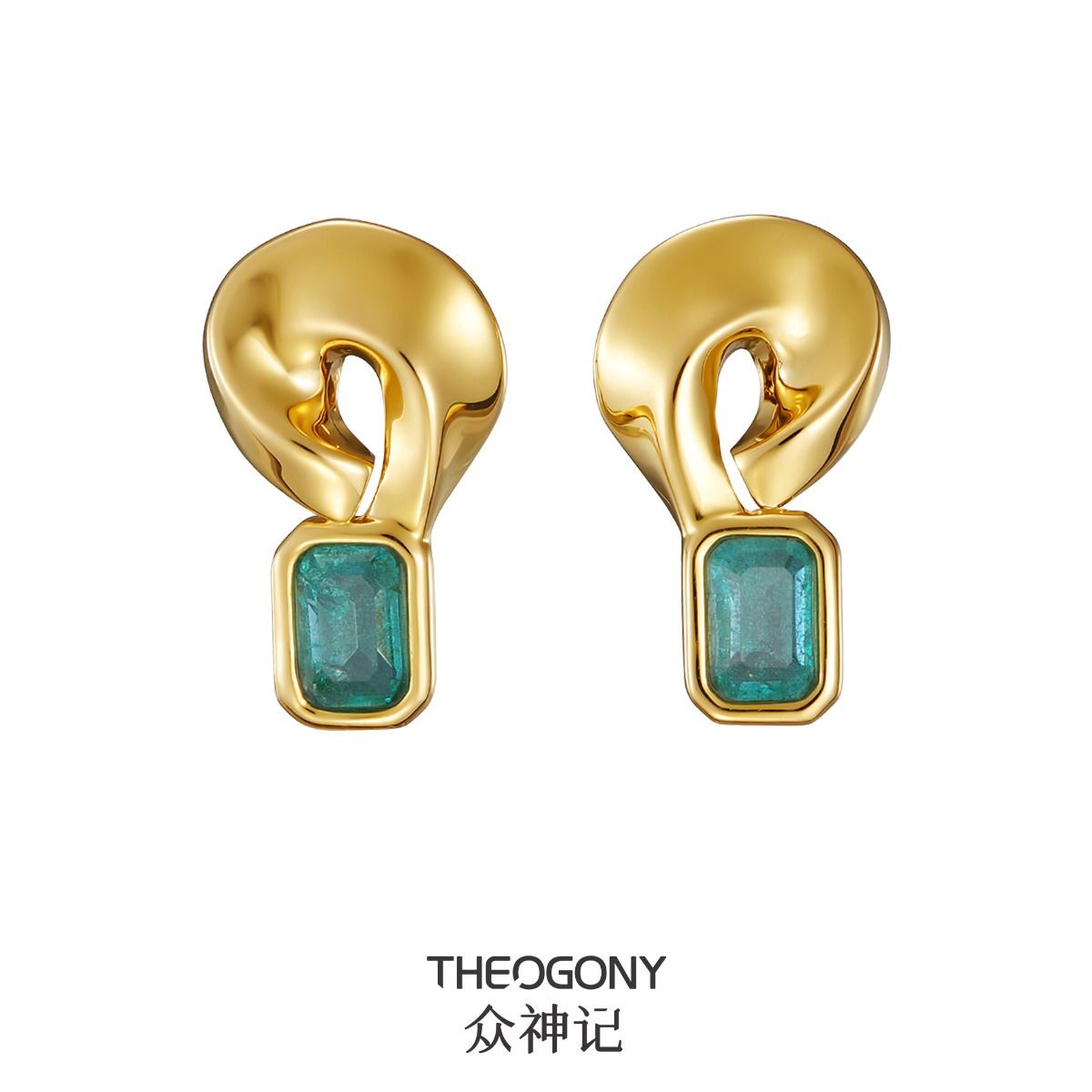 THEOGONY众神记绸缎垂挂蓝水晶耳环小众原创设计师款个性轻奢复古