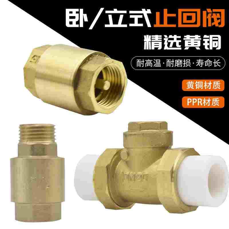 黄铜内外丝止回阀卧立式逆止20/25ppr热熔双活接自来水管表单向阀