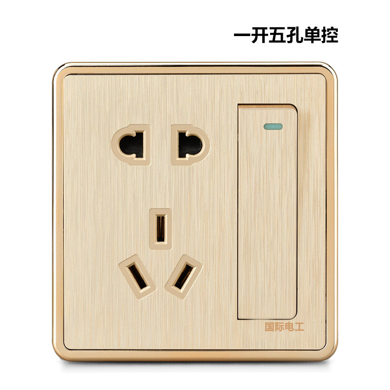 国际开关插座86型墙壁暗装面板5孔1单开关一开单控带五孔插座在类目 电子/电工, 插座, 电源插座中 - 来自Buy2taobao.com提供专业的淘宝代购服务