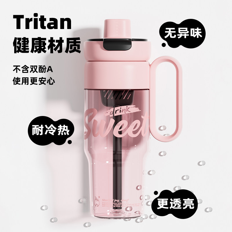 zippo巨无霸水杯2026新款女大容量tritan吸管杯子耐高温运动水壶
