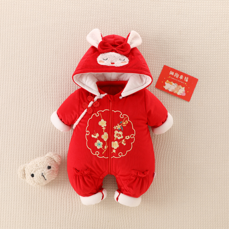 努米熊连体衣冬季中国风