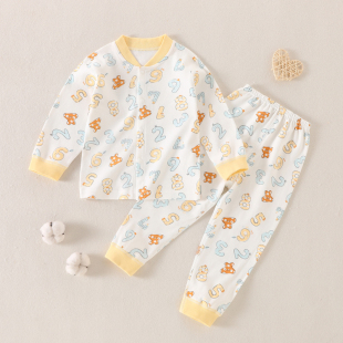 儿童秋衣秋裤 男女宝宝内衣分体纯棉无骨中小童家居服睡衣 春秋套装