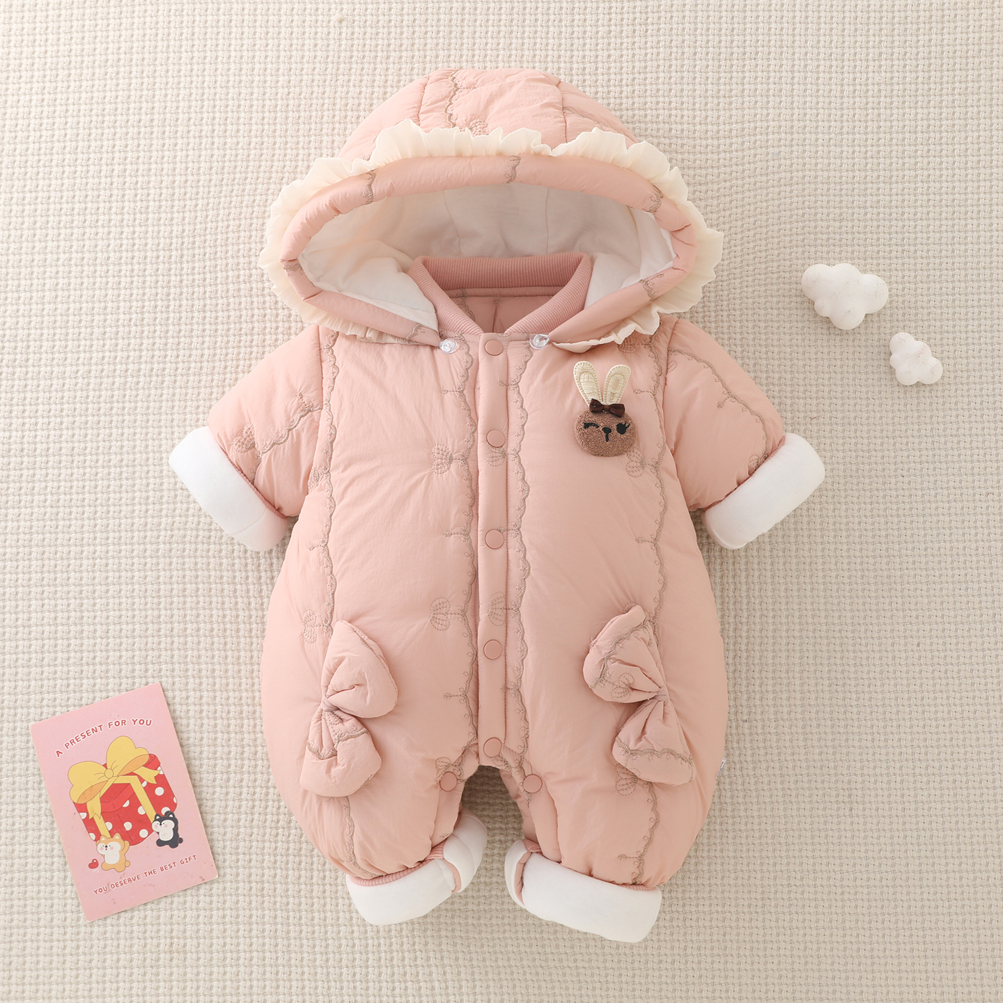 新生婴儿连体衣秋冬加厚保暖棉袄