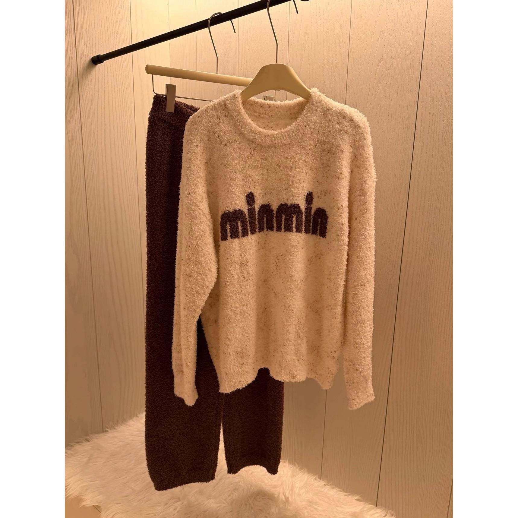 韩版字母提花半边绒睡衣女2025秋冬新款时尚慵懒可外穿保暖家居服,女士内衣/男士内衣/家居服,睡衣/家居服套装,淘宝优惠券,粉丝福利购,淘宝优惠卷