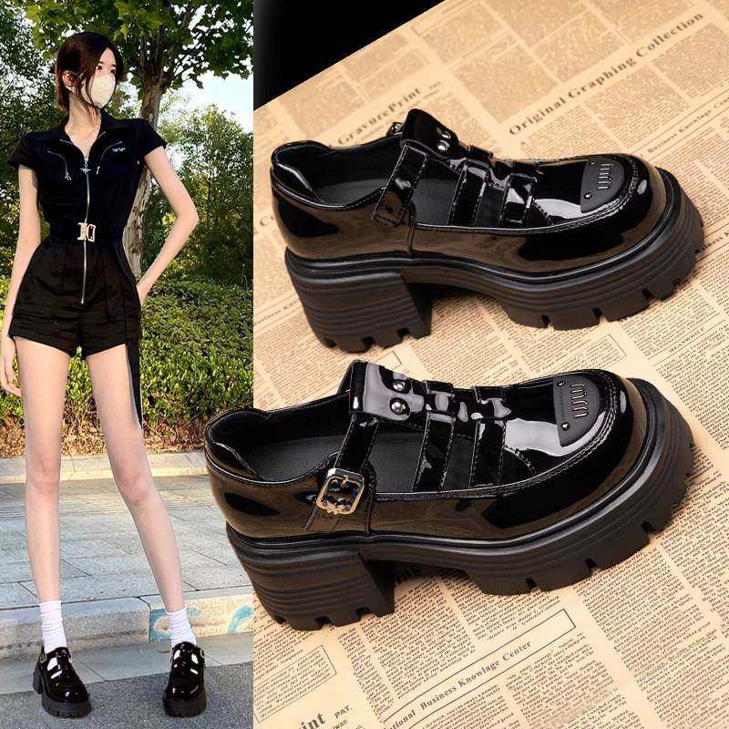 香港包头罗马凉鞋女2025春新款厚底编织小皮鞋粗跟镂空增高猪笼鞋,女鞋,罗马凉鞋,淘宝优惠券,粉丝福利购,淘宝优惠卷