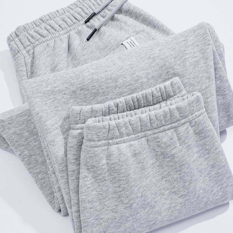 MAROLIO~秋冬磨毛加绒加厚束脚卫裤男女款松紧腰宽松运动休闲长裤