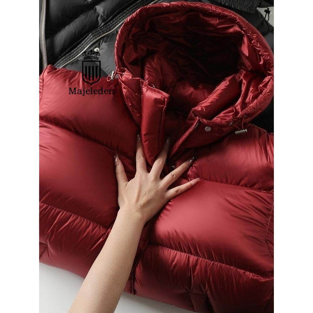 正品2025冬新款超轻柔90白鸭绒羽绒服女短款小个子加厚红色面包服