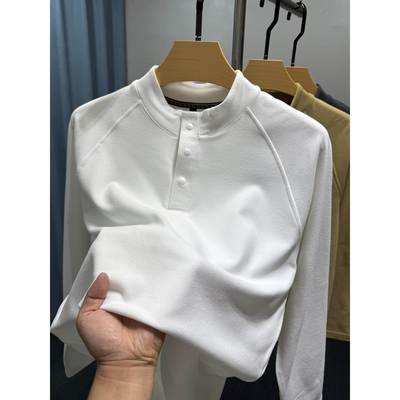 MAROLIO~亨利领双面德绒打底衫男款秋冬季保暖内搭磨毛t恤男长袖