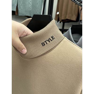 高领德绒打底衫男冬季加厚保暖翻领双面绒卫衣男士内搭长袖t恤潮